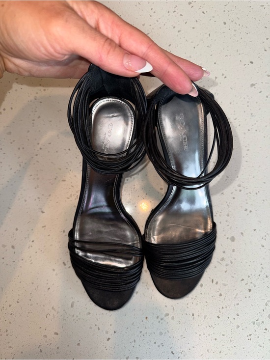 Coach Shoes - COACH Black Strappy Wrap-Around Heeled Sandals